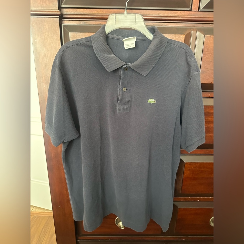 Lacoste Vintage Sz 6/Med Mens Navy Blue Classic Polo Alligator Logo 100% Cotton